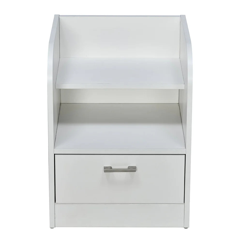 Modern Bedside Table with Drawer & Open Shelf
