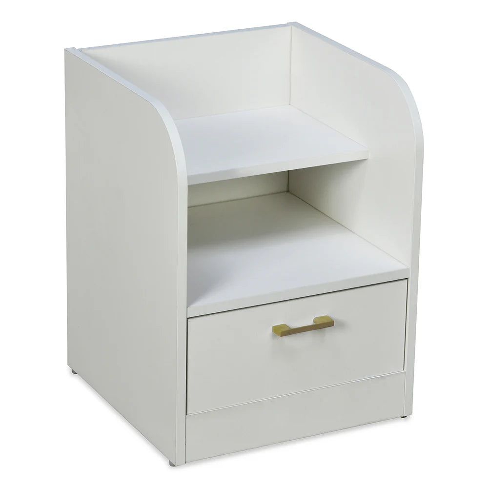 Modern Bedside Table with Drawer & Open Shelf