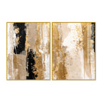 Modern Beige and Golden Textured Abstract Acrylic Floating Wall Painting Set of 2