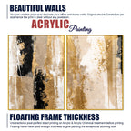 Modern Beige and Golden Textured Abstract Acrylic Floating Wall Painting Set of 2