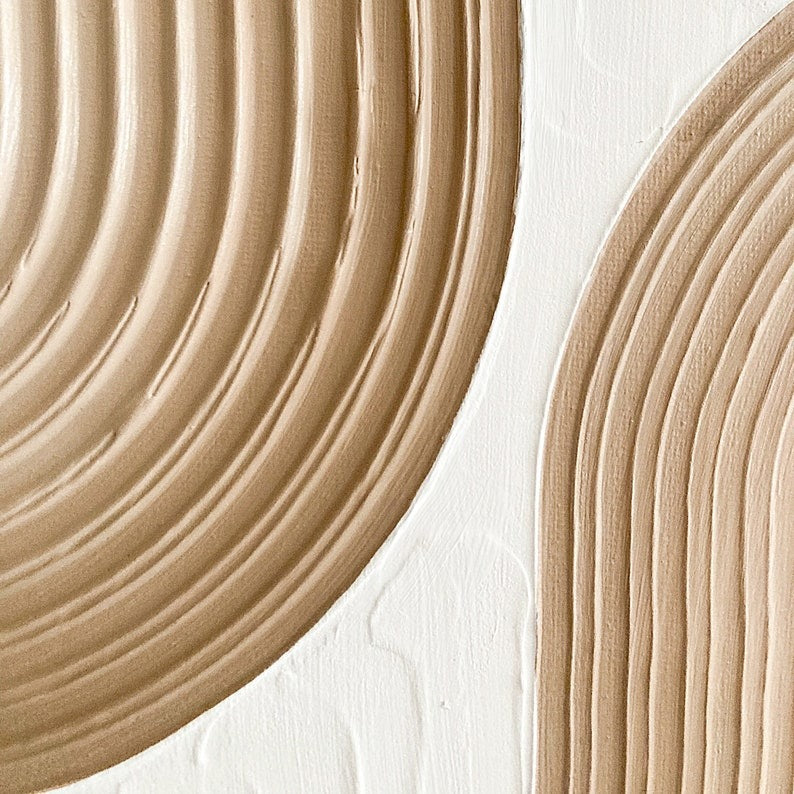 Modern Beige and White Abstract Design 3D Wall Art Home Decor