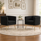 Modern Black Barrel Lounge Chair with Golden Metal Legs