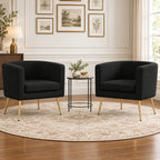 Modern Black Barrel Lounge Chair with Golden Metal Legs