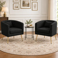 Modern Black Barrel Lounge Chair with Golden Metal Legs