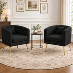 Modern Black Barrel Lounge Chair with Golden Metal Legs