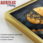 Modern Black Gold Geometric Artwork Acrylic Floating Wall Painting Set of 3