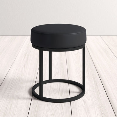 Modern Black Steel Vanity Stool with Cushioned Seat