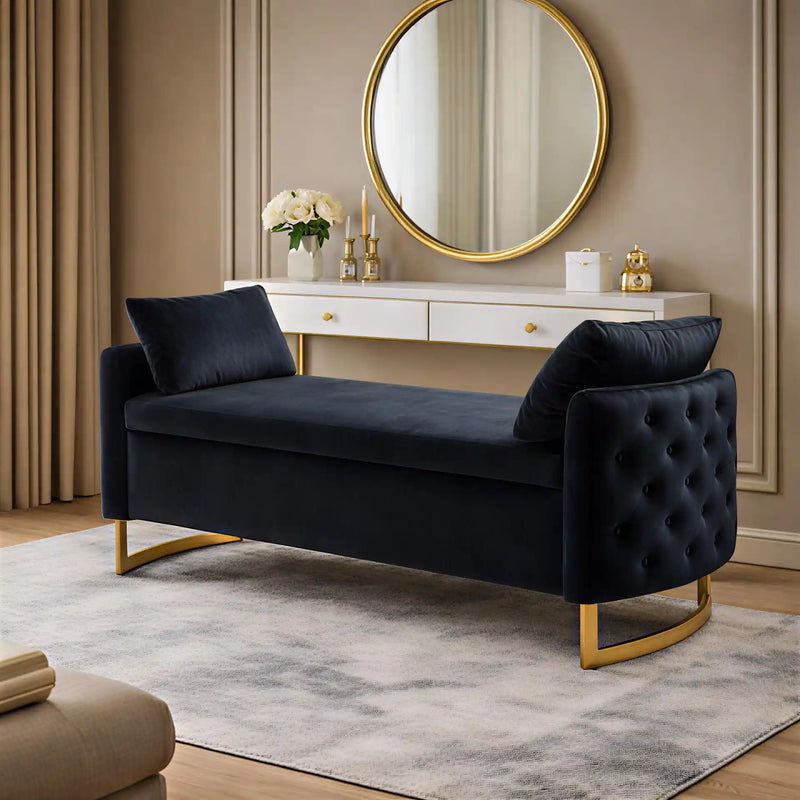 modern-black-upholstered-storage-bench-with-gold-legs