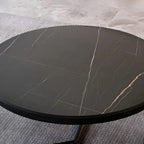 Modern Black & White Marble Top Nesting Coffee Table Set Of 2