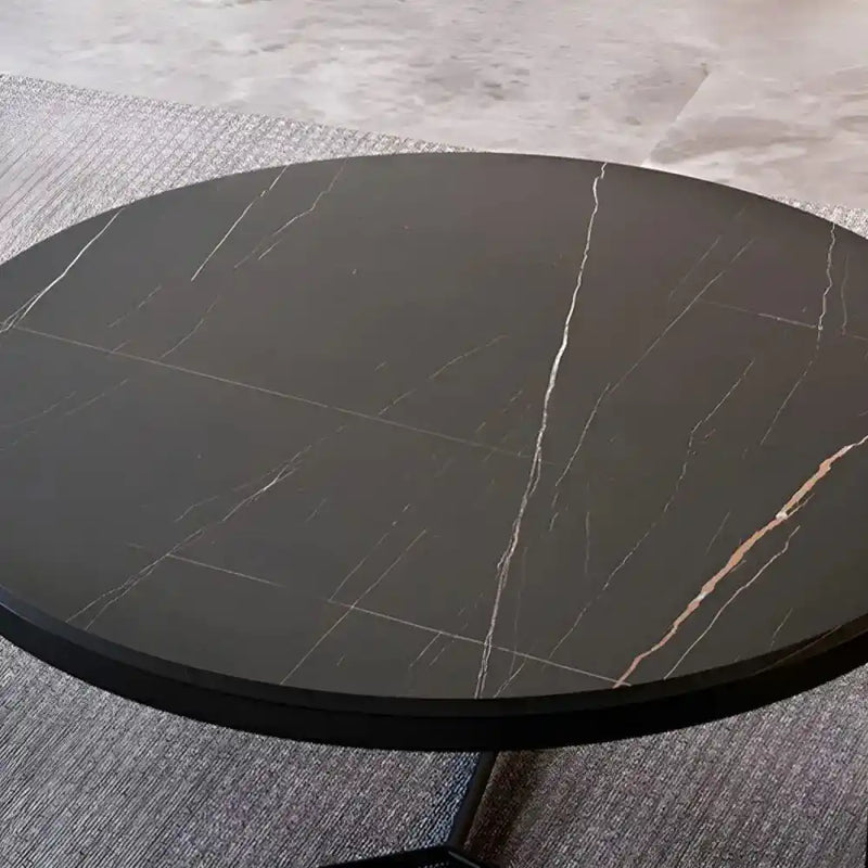 Modern Black & White Marble Top Nesting Coffee Table Set Of 2