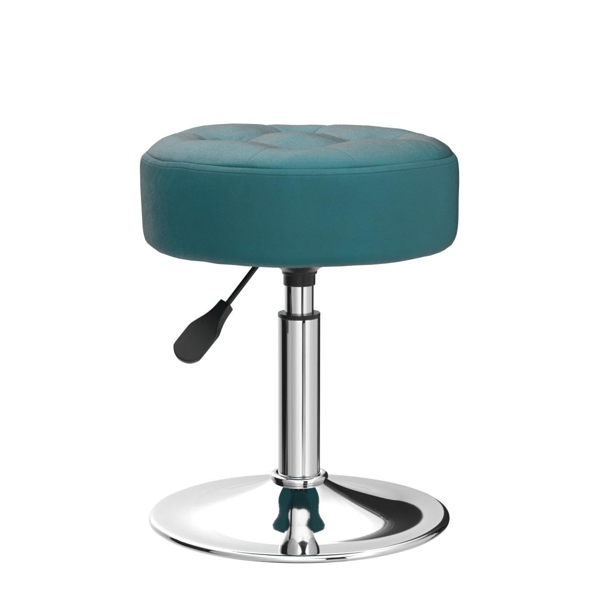 Modern Blue Adjustable Vanity Stool with Tufted Cushion