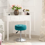 Modern Blue Adjustable Vanity Stool with Tufted Cushion