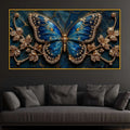 Modern Blue Butterfly Floating Frame Crystal Wall Painting
