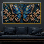 Modern Blue Butterfly Floating Frame Crystal Wall Painting
