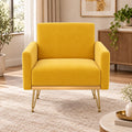 Modern Boxy Lounge Chair with Cushioned Arms & Golden Base