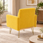 Modern Boxy Lounge Chair with Cushioned Arms & Golden Base