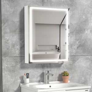 Modern Bright Backlit Frameless Bathroom Mirror Cabinet