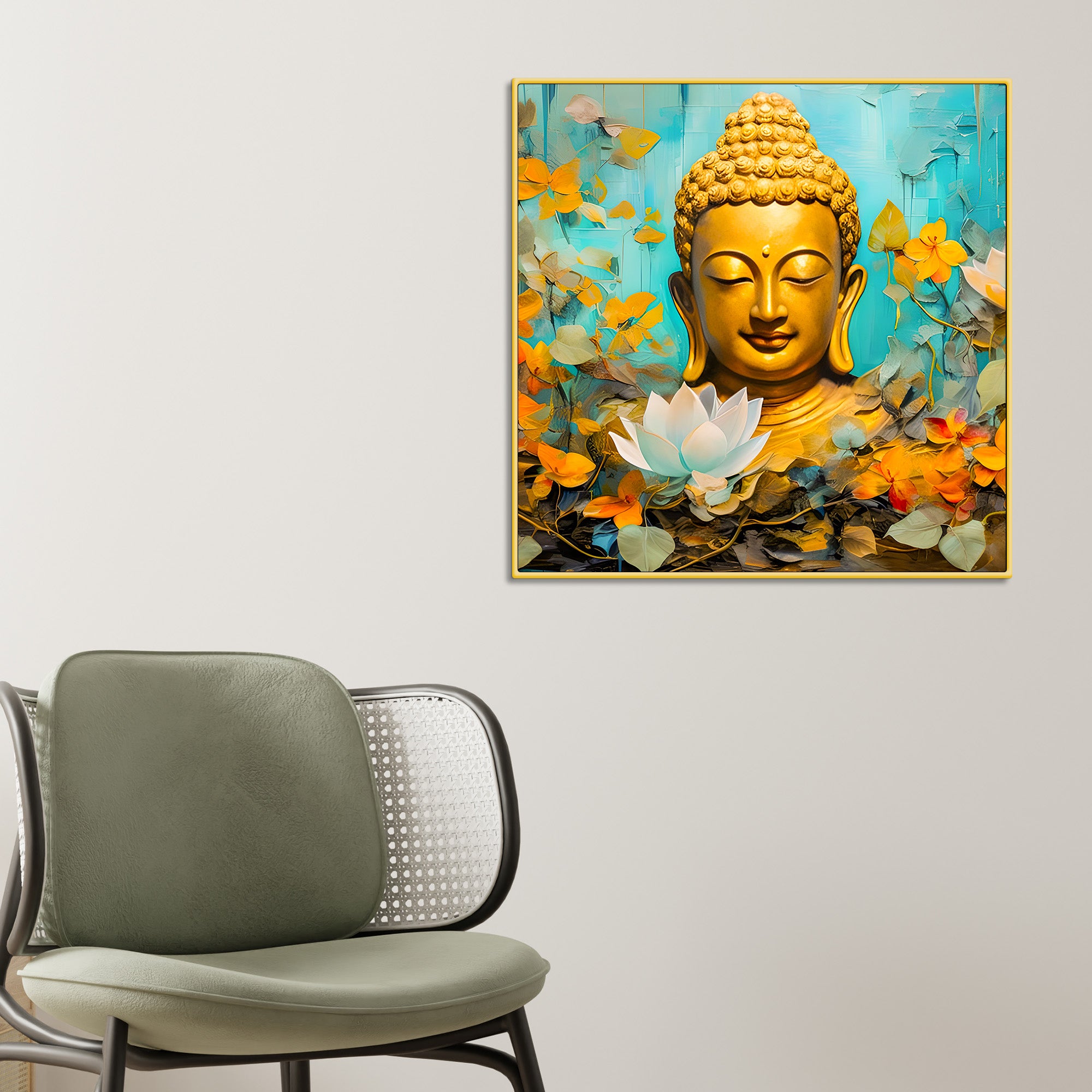 Modern Buddha Canvas Painting for Home & Office Spiritual Décor