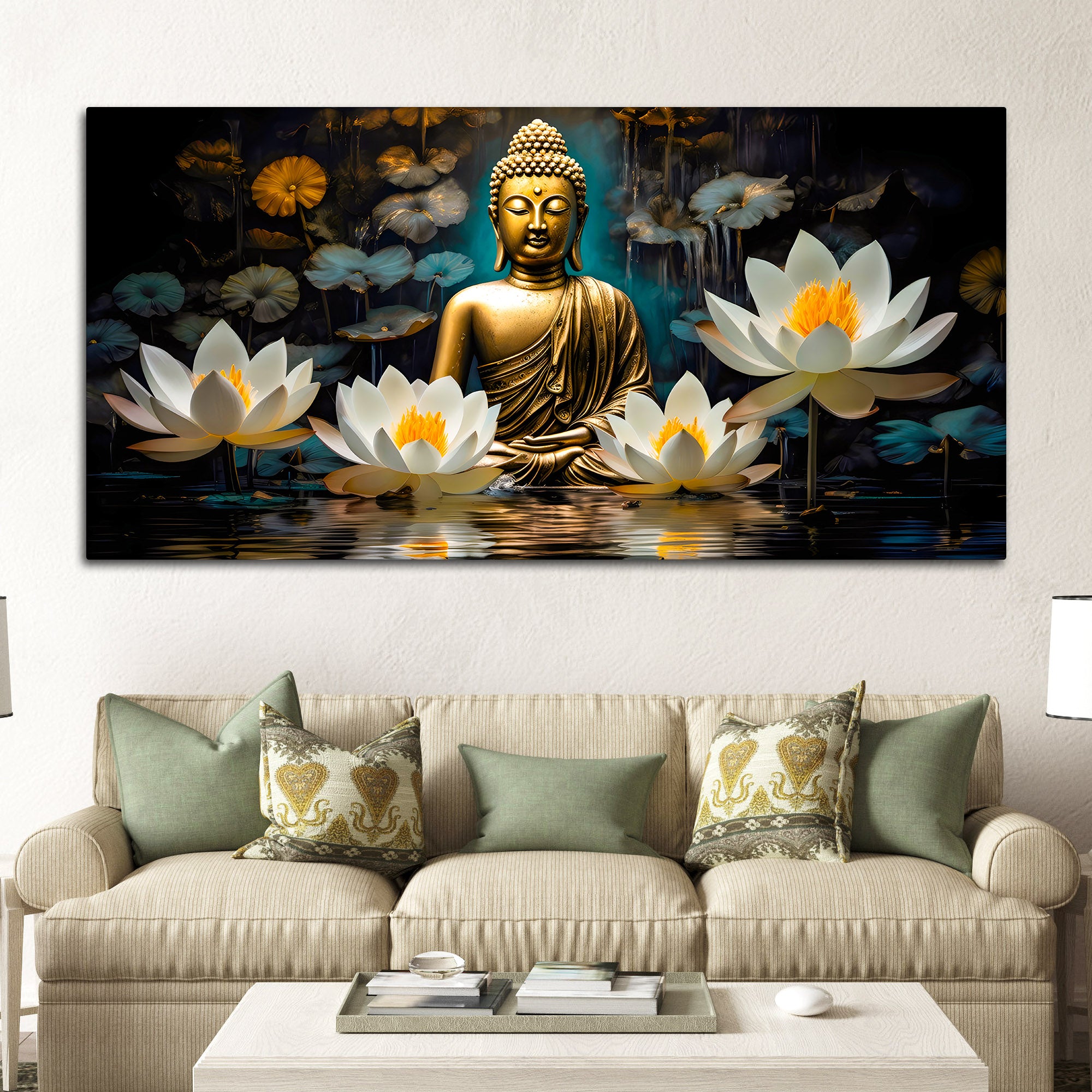 Modern Buddha Canvas Wall Painting for Home & Living Room
