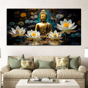 Modern Buddha Canvas Wall Painting for Home & Living Room