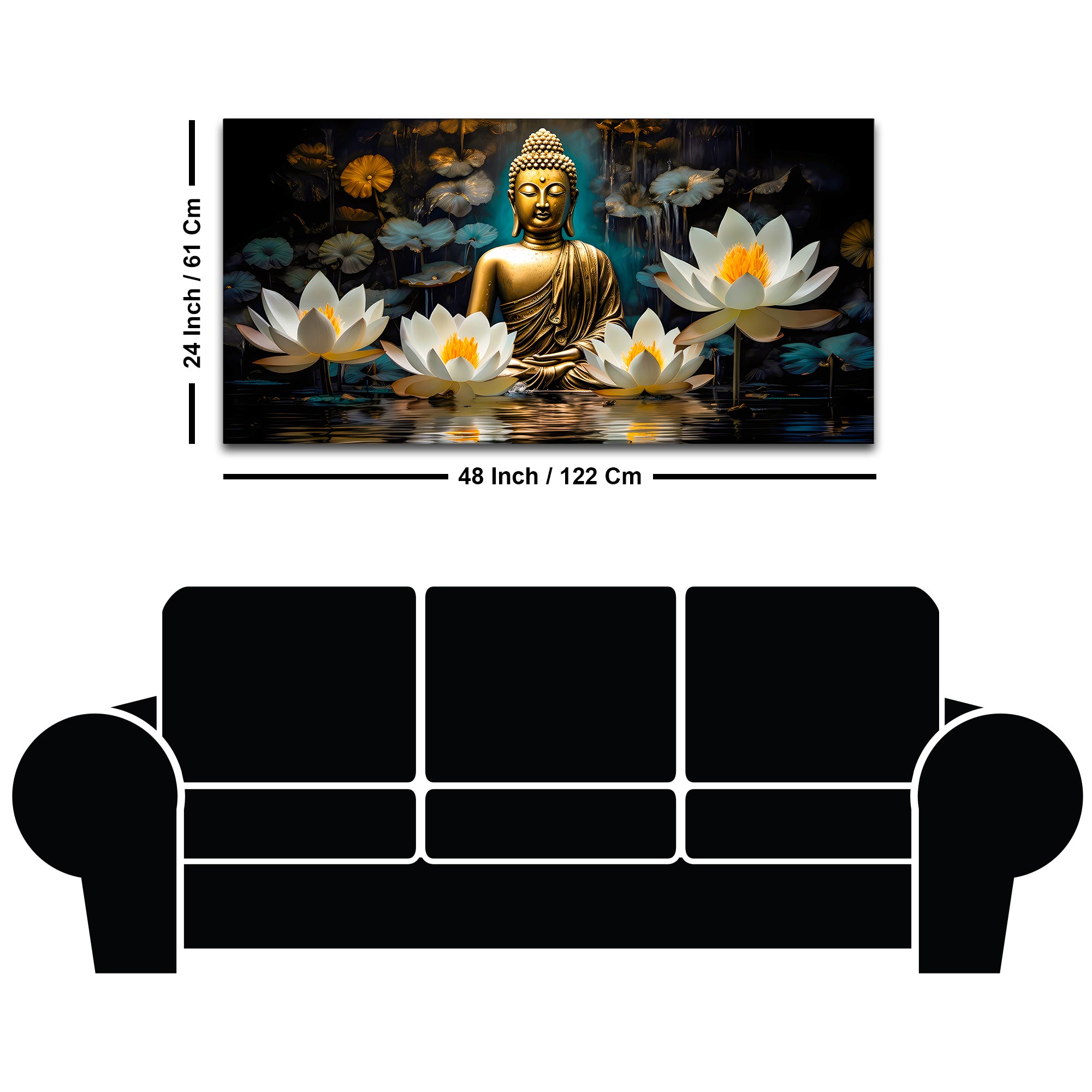 Modern Buddha Canvas Wall Painting for Home & Living Room
