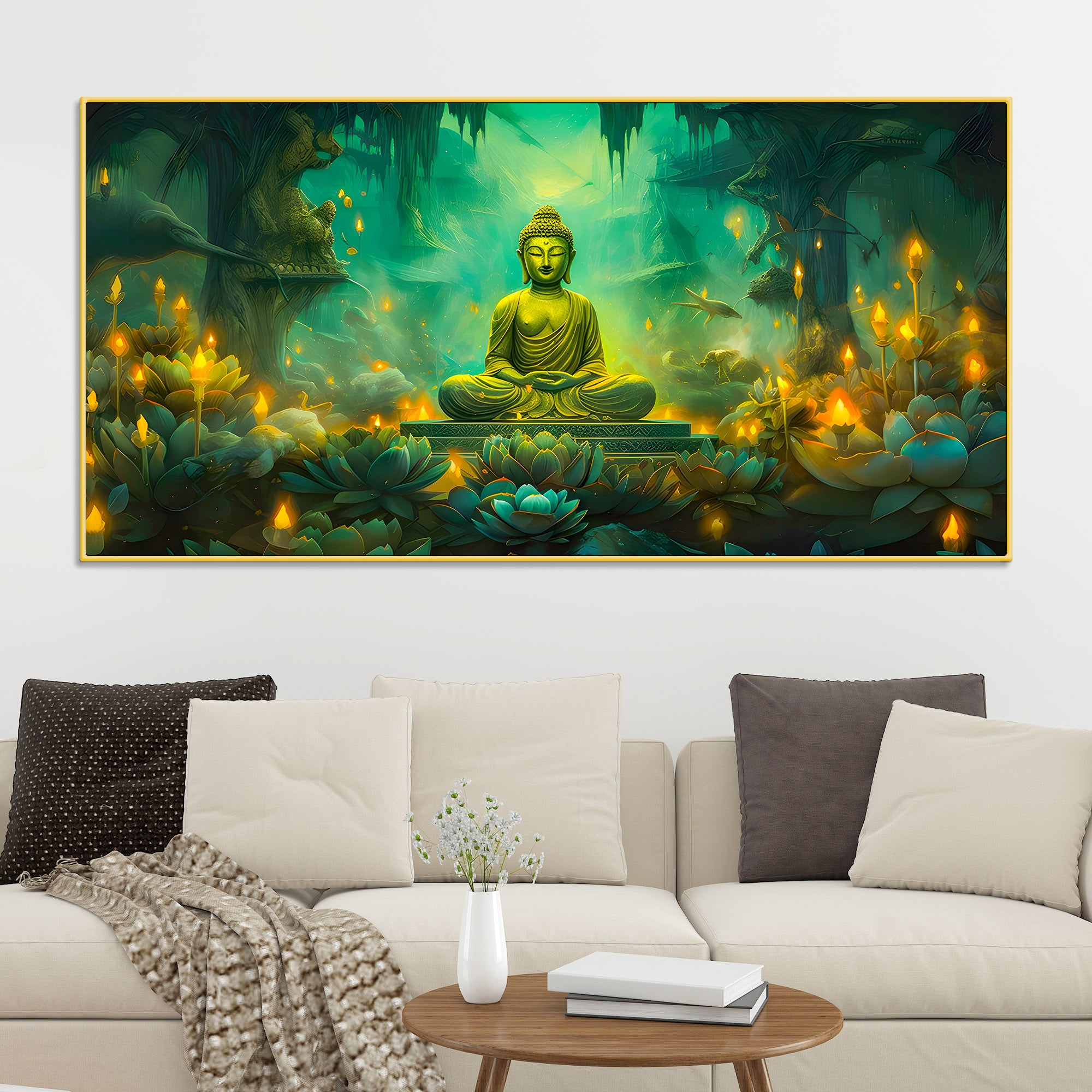 Modern Buddha Canvas Wall Painting for Living Room Decor