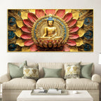 Modern Buddha Painting with Flowers – Spiritual Wall Art