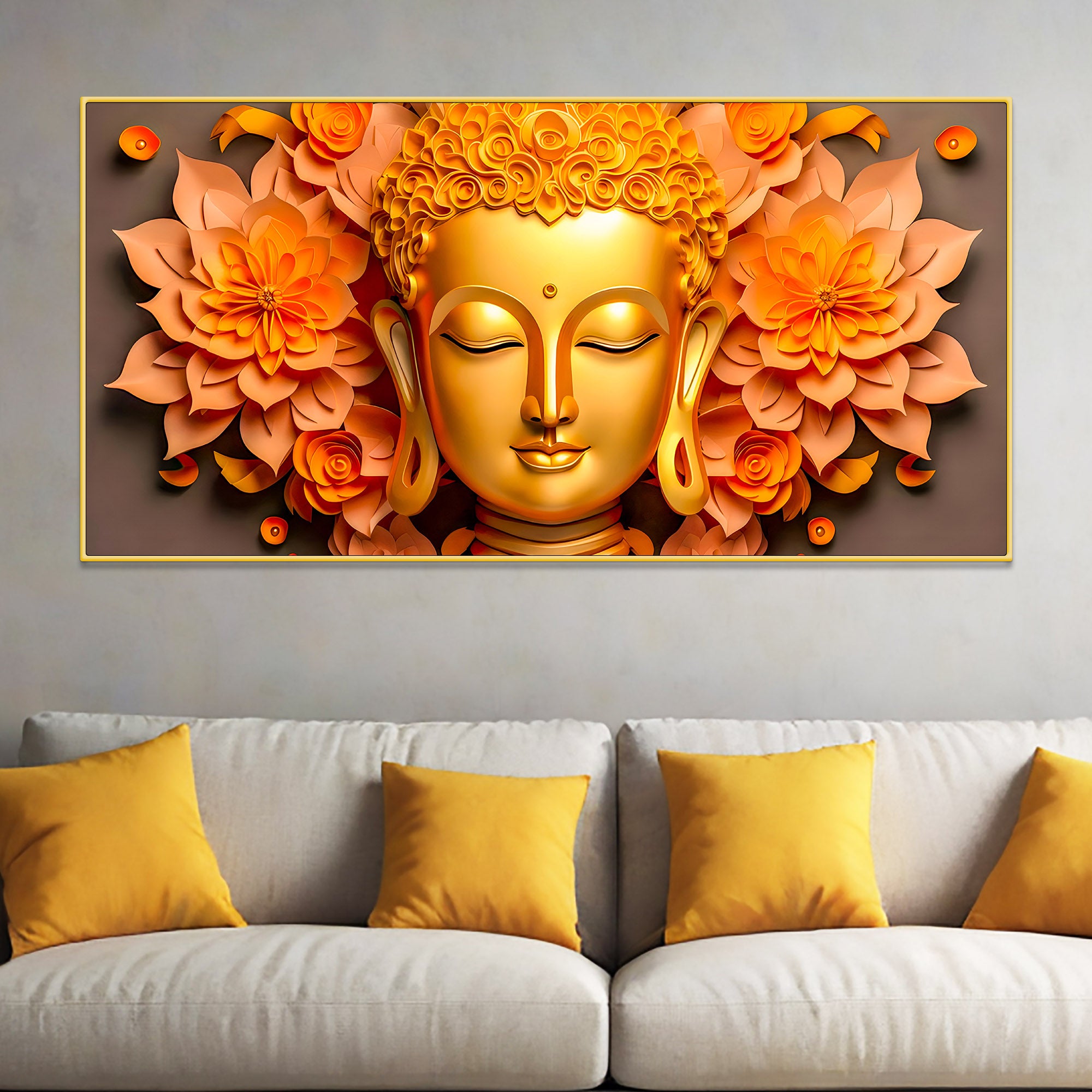 Modern Buddha Wall Painting for Stylish Living Room
