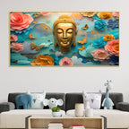 Modern Buddha Wall Painting with Butterflies & Dreamy Florals