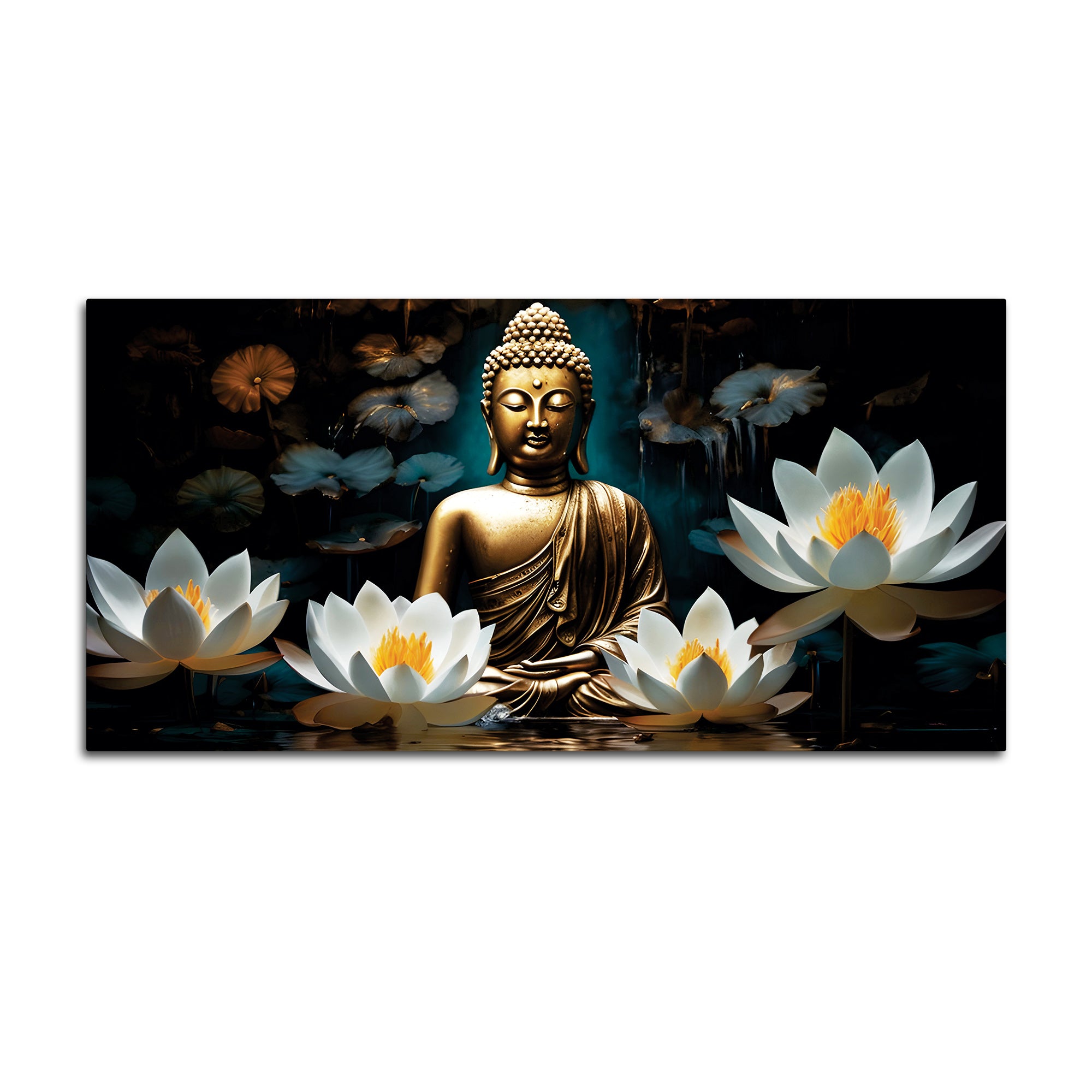 Modern Buddha Wall Painting with Lotus – Premium Home Decor