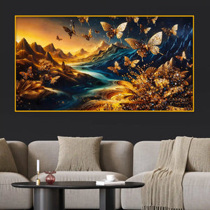 Modern Butterfly Crystal Glass Wall Painting