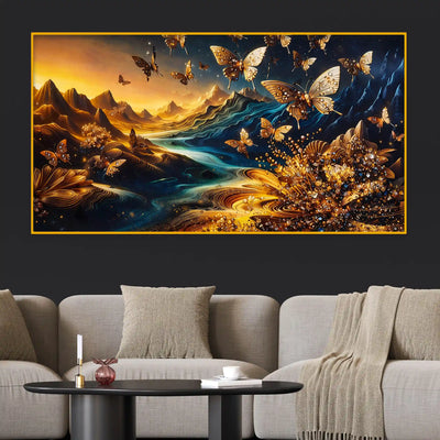 Modern Butterfly Crystal Glass Wall Painting