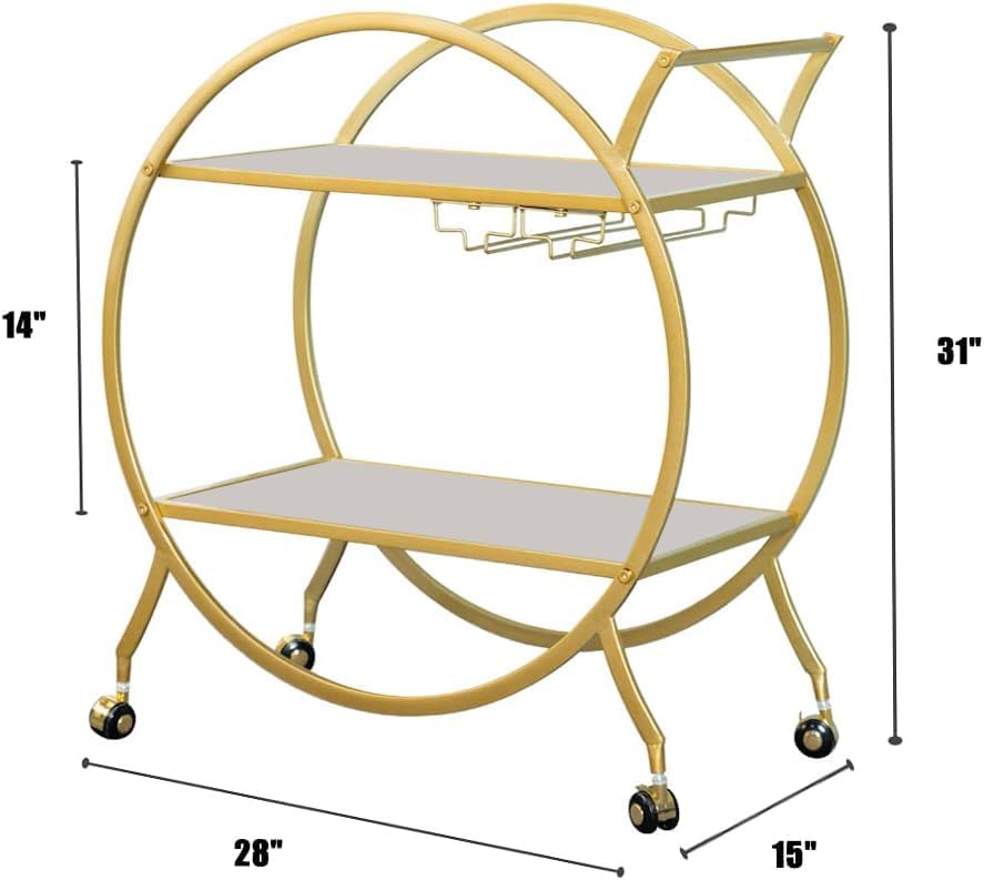 Modern Circular Bar Trolley with Dual Shelves