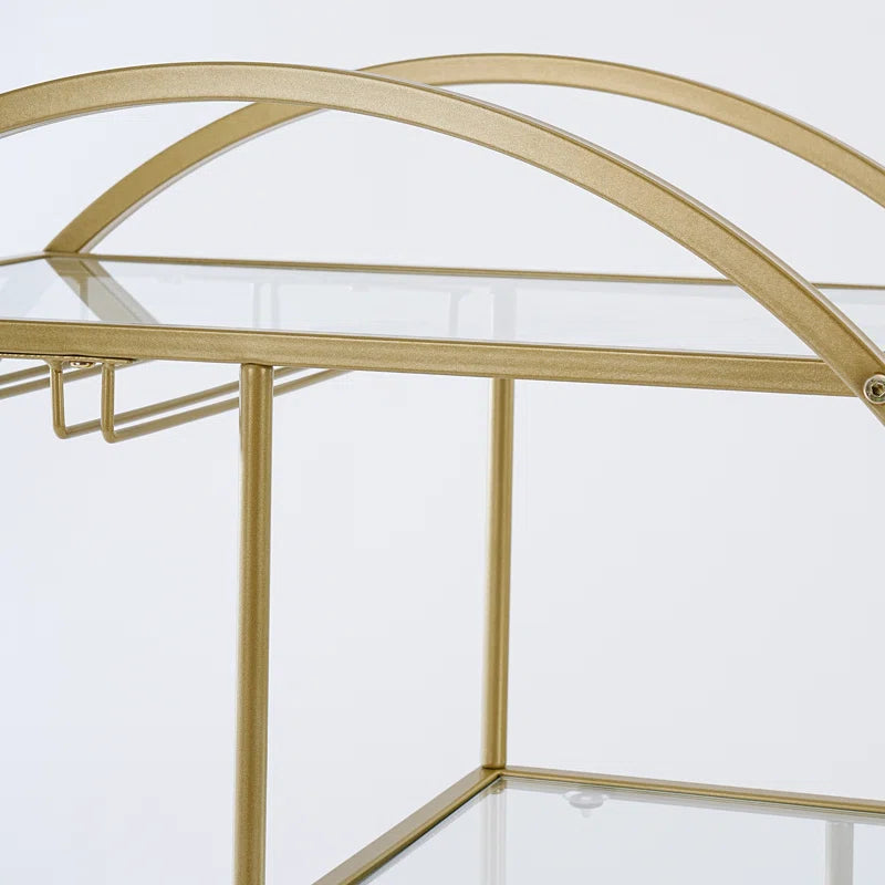 Modern Circular Drink Trolley with Glass Rack Trolley