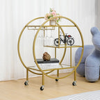 Modern Circular Drink Trolley with Glass Rack Trolley