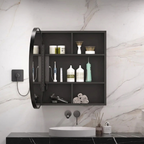 Modern Circular LED Bathroom Mirror with Hidden Cabinet