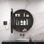 Modern Circular LED Bathroom Mirror with Hidden Cabinet