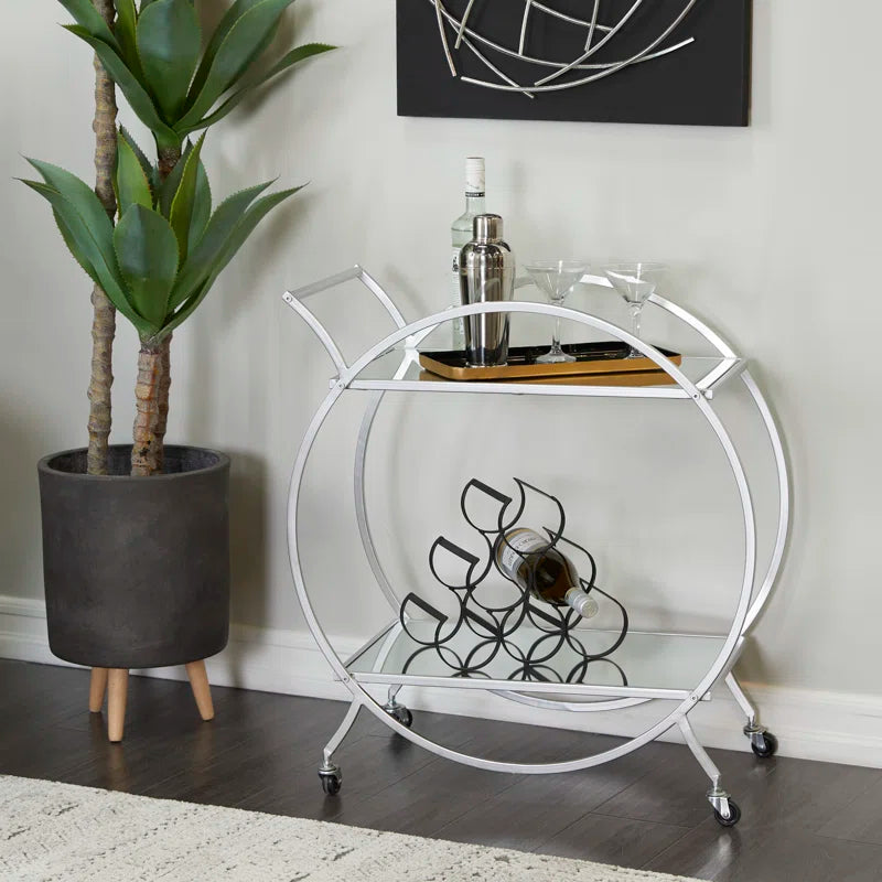 Modern Circular Premium Bar Cart with Wine Rack