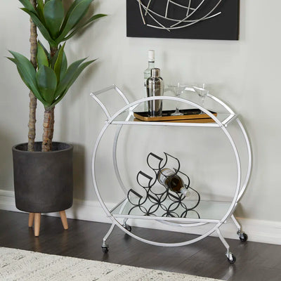 Modern Circular Premium Bar Cart with Wine Rack