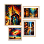 Modern City Lights Wall Frame Set of Four