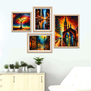 modern-city-lights-wall-frame-set-of-four