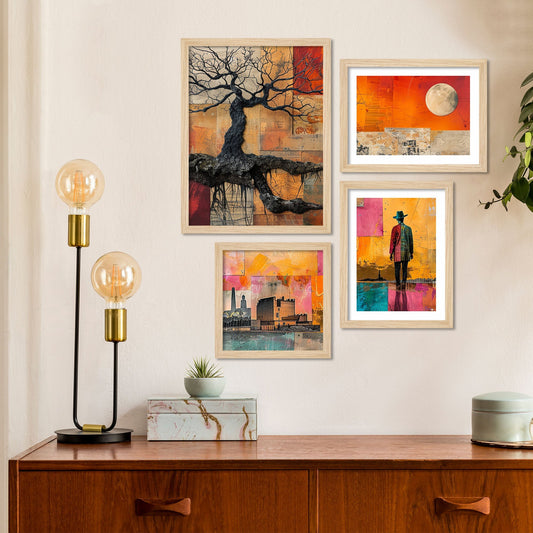 Modern Colorful Artistic Art Wall Frame Set of Four