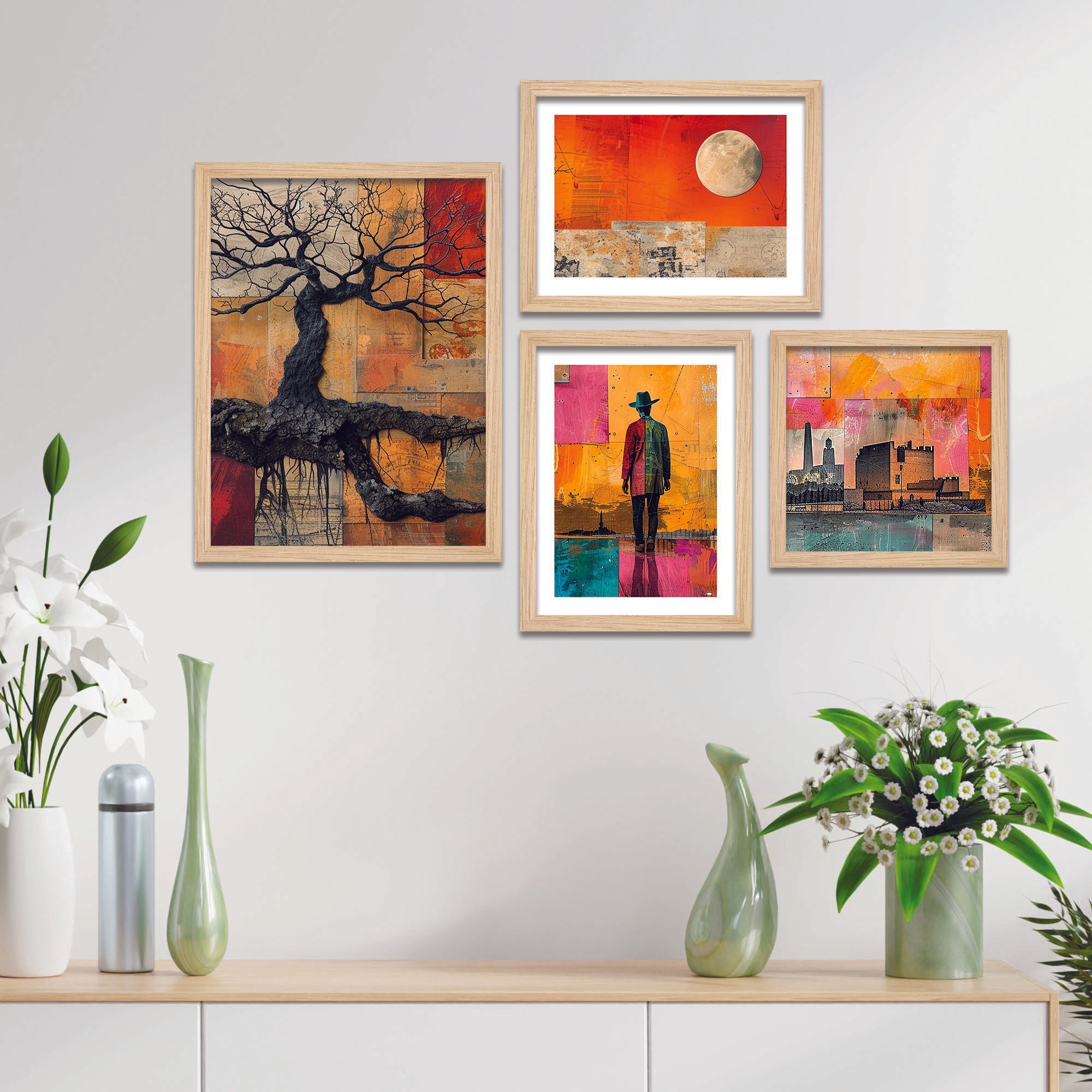 Modern Colorful Artistic Art Wall Frame Set of Four