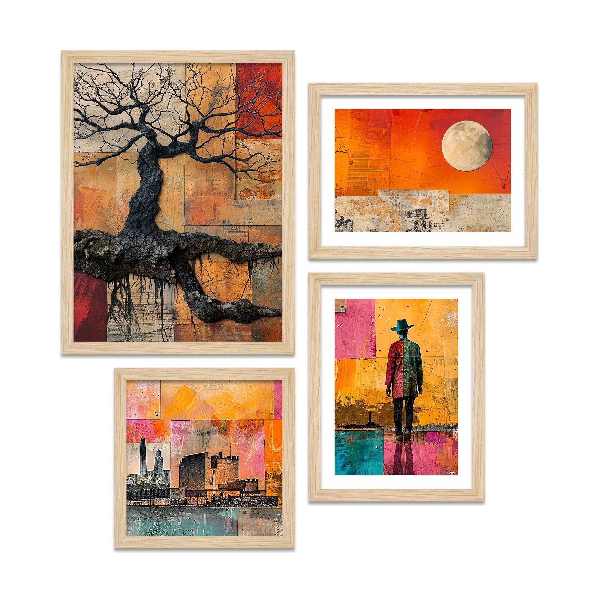 Modern Colorful Artistic Art Wall Frame Set of Four