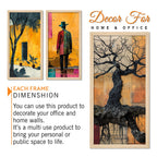 Modern Colorful Artistic Art Wooden Wall Frame Set of Three