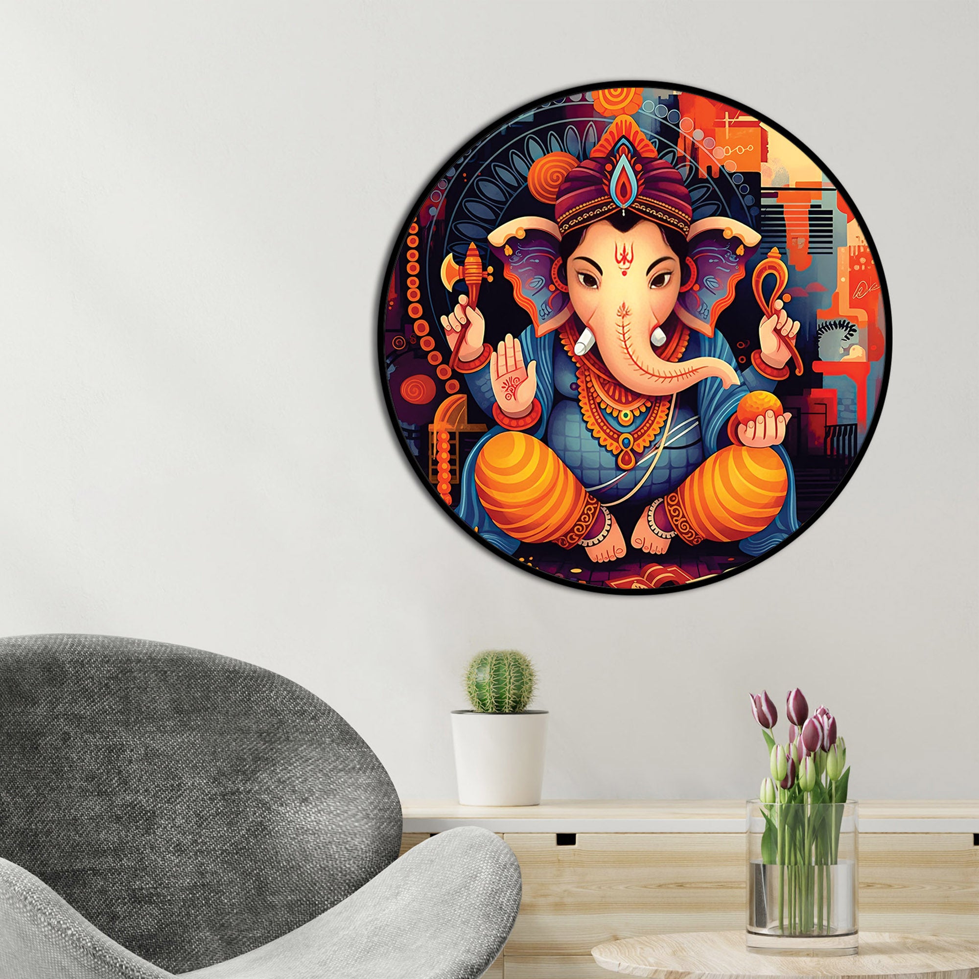 modern-colorful-ganesh-ji-round-canvas-painting
