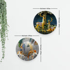 Modern Decorative Art of Golden Deer Wall Hanging Plates of Two Pieces