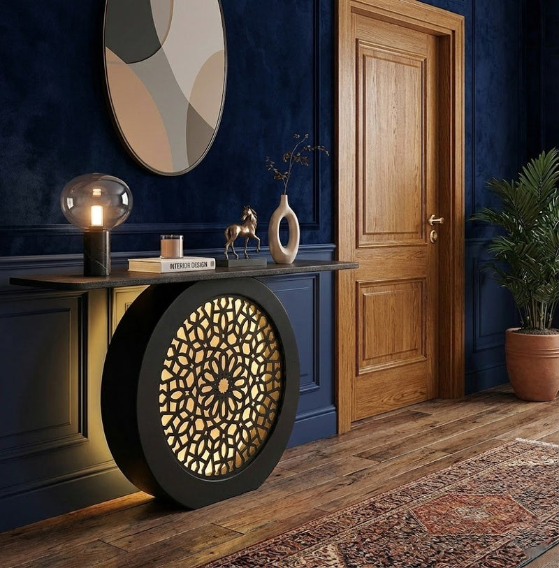 Modern Decorative Console Table with LED Back Panel (SS 302)
