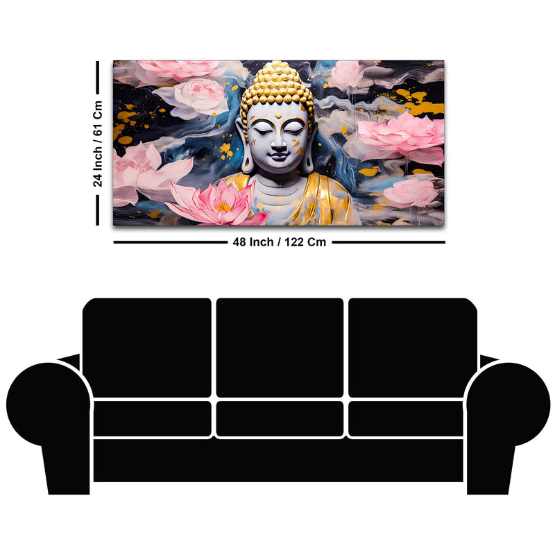Modern Decorative Lord Buddha Wall Painting for Home & Office