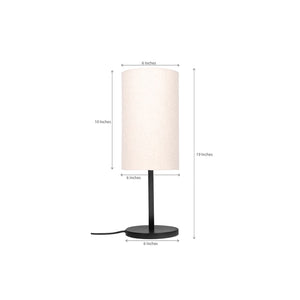 Modern Decorative Sleek Table Lamp Black Polished with Cylinder Lampshade